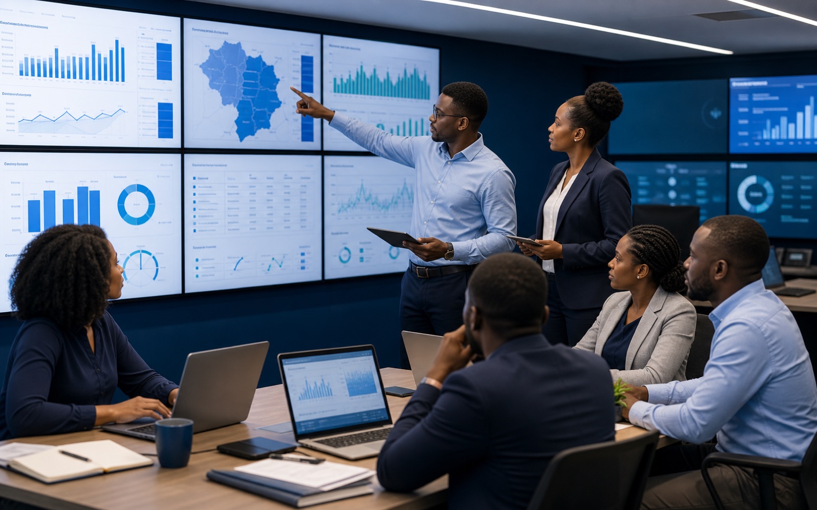 Esenai MIS team monitoring institutional operations dashboards
